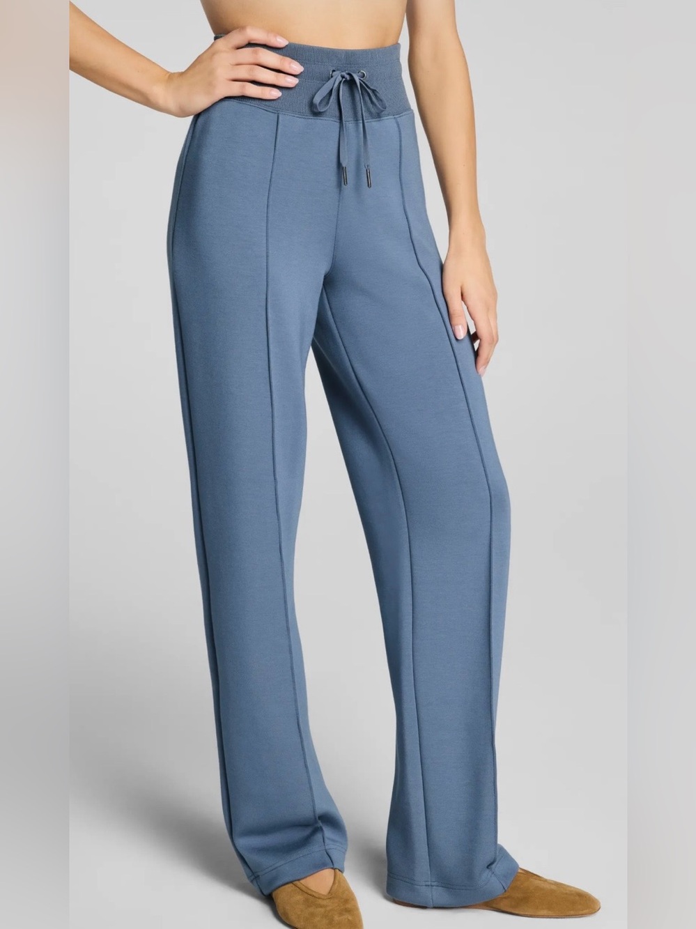Spanx Air Essentials Blue Luxe Straight Leg Pants, Size XL
